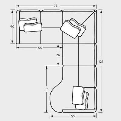 Layout F: Three Piece Sectional 95" x 121"