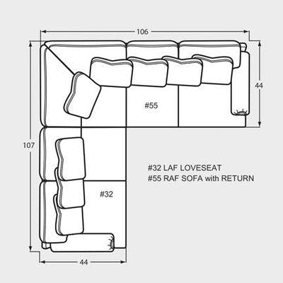 Layout F: Two Piece Sectional 107" x 106"