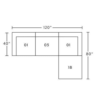 Layout B:  Four Piece Sectional 120" x 80"