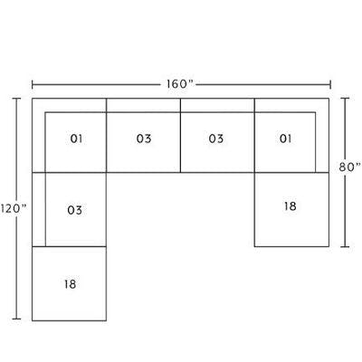 Layout F: Seven Piece Sectional 120" x 160" x 80"