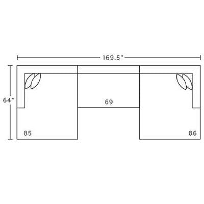 Layout E:  Three Piece Sectional 64" x 169.5"
