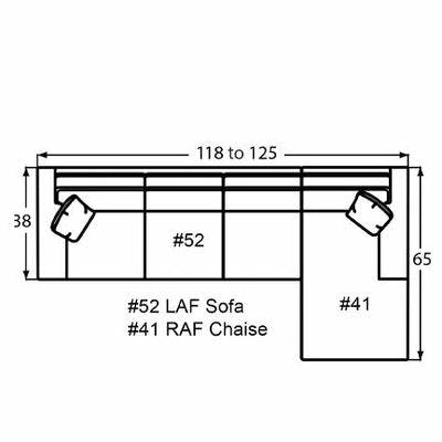 Layout B: Two Piece Sectional 118"  x 65" (Size varies due to arm selection)