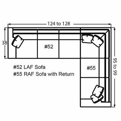 Layout G: Two Piece Sectional 124" x 95"  (Size varies due to arm selection)