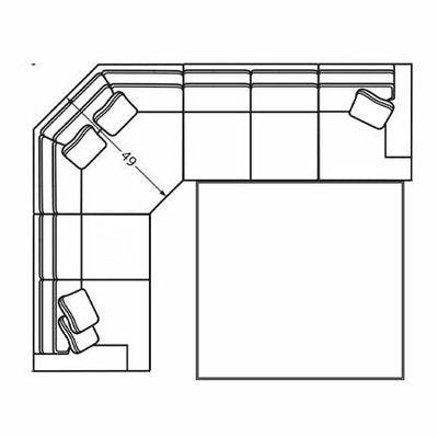 Layout H: Three Piece Sleeper sectional. 108" x 127" (Size varies due to arm selection)
