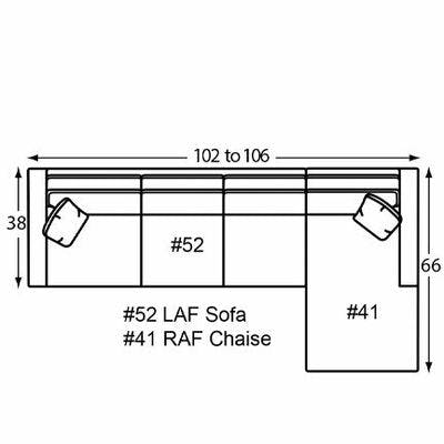 Layout B: Two Piece Sectional 102" x 66" (Size varies due to arm selection)