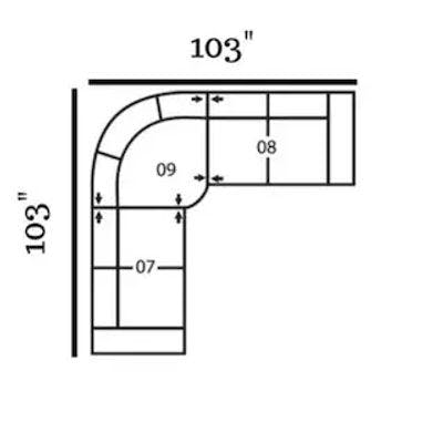 Layout K: Three Piece Sectional 103" x 103"