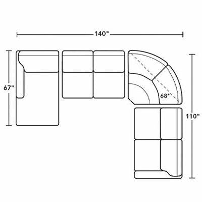 Layout G: Four Piece Chaise Sectional 67" x 140" x 110"