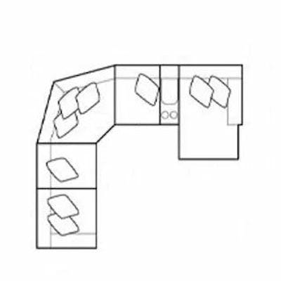 Layout H: Six Piece Reclining Sectional 127" x 141" x 64"  (1 Recliner + Power Chaise)