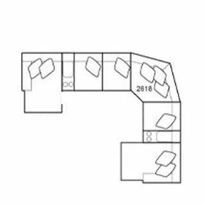 Layout J: Eight Piece Reclining Sectional 177" x 146"  (1 Recliner + 2 Power Chaises)