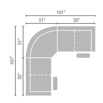 Layout C: Three Piece Reclining Sectional with Two Power Headrest Recliners