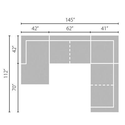 Layout C:  Four Piece Sectional (Chaise Left Side) - 145" x 112"
