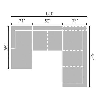 Layout E: Three Piece Sectional (Chaise Left Side) - 66" x 120" x 95"