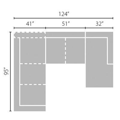 Layout G: Three Piece Sectional (Chaise Right Side) 95" x 124" x 67"