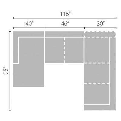 Layout D: Three Piece Sectional (Chaise Left Side) 65" x 116" x 95"