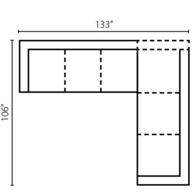 Layout D:  Two Piece Sectional 133" x 106"