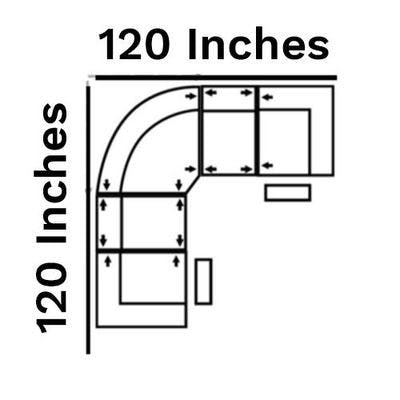 Layout D: Five Piece Reclining Sectional 120" x 120" (2 Recliners)