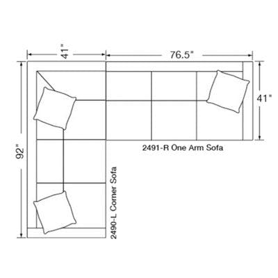 Layout D:  Two Piece Sectional (92" x 117.5)