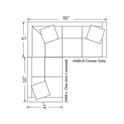 Layout B:  Two Piece Sectional (93" x 92")
