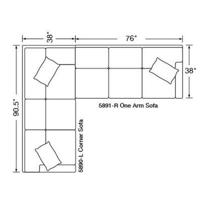 Layout A:  Two Piece Sectional (90.5" x 114")
