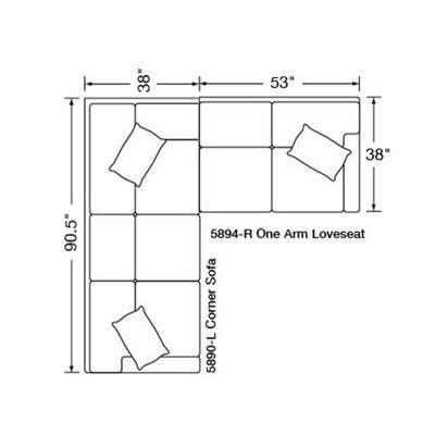 Layout C:  Two Piece Sectional: (90.5" x 91")
