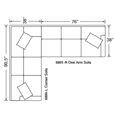 Layout A:  Two Piece Sectional (90.5" x 114")