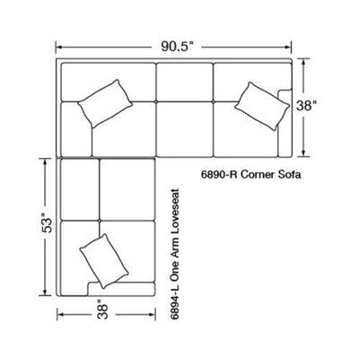 Layout D:  Two Piece Sectional (91" x 90.5"