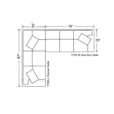 Layout D:  Two Piece Sectional (87" x 111")