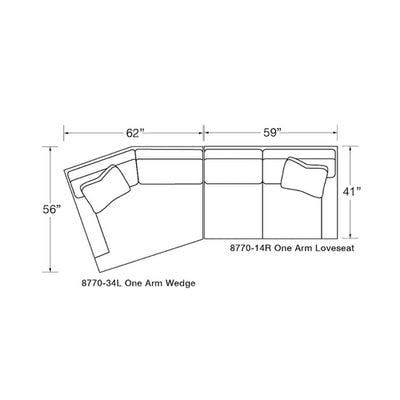 Layout M: Two Piece Sectional (One Arm Wedge Left) 56" x 121"