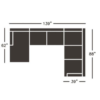 Layout B:  Three Piece Sectional (62" x 139" x 88")