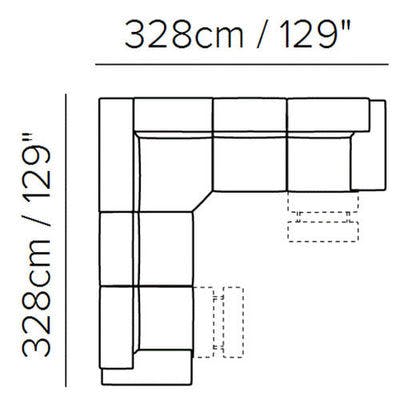 Layout B: Five Piece Reclining Sectional - 129" x 129"
