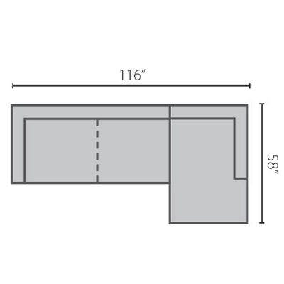 Layout B:  Two Piece Chaise Sectional -   116" x 58"