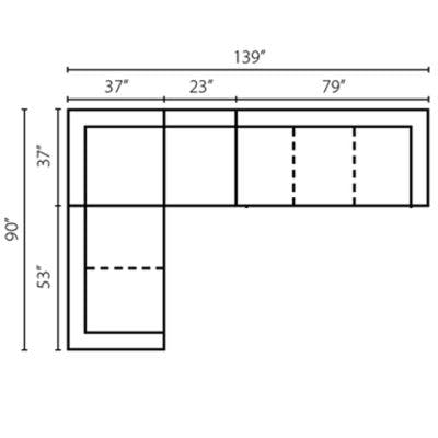 Layout G:  Four Piece Sectional 90" x 139"