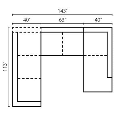 Layout A:  Three Piece Sectional 113" x 143" x 91"