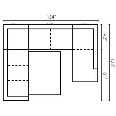 Layout D:  Four Piece Sleeper Sectional  123" x 154" x 66"