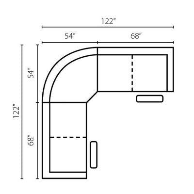 Layout C: Three Piece Reclining Sectional 122" x 122"
