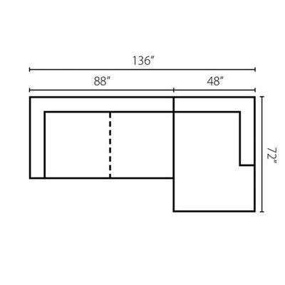 Layout B: Two Piece Sectional 136" x 72"