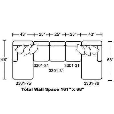 Layout I:  Five Piece Sectional 68" x 161" x 68"