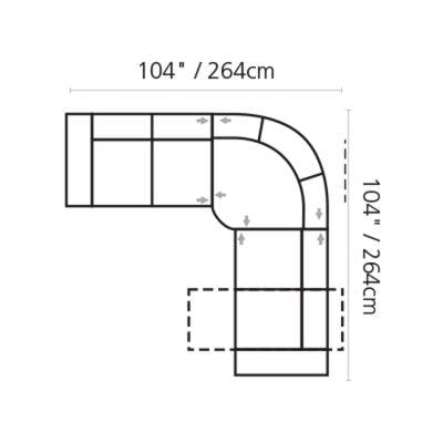 Layout A:  Three Piece Reclining Sectional 104" x 104"