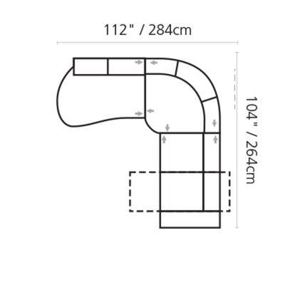 Layout C: Three Piece Sectional 112" x 104: