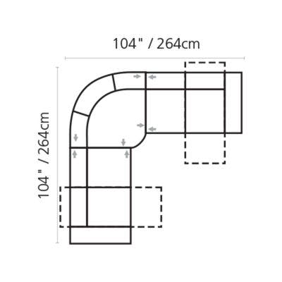 Layout E:  Three Piece Reclining Sectional 104" x 104"