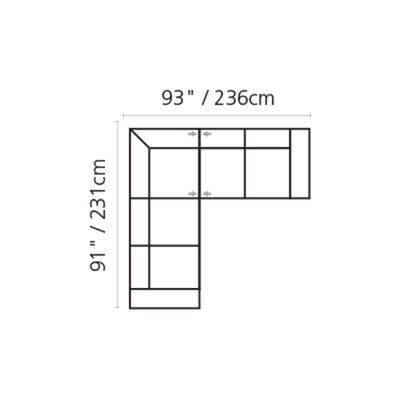 Layout F: Two Piece Sectional 93" x 91"