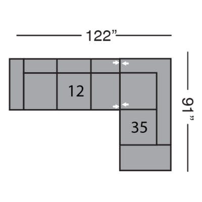 Layout C: Two Piece Sectional 122" x 91"