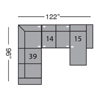 Layout D:  Three Piece Sectional 96" x 122"
