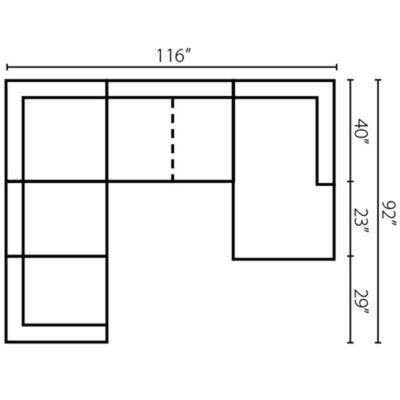Layout D: Three Piece Sectional 90" x 116" x 63"