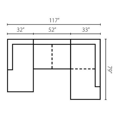 Layout E: Three Piece Sectional 58" x 117" x 79"