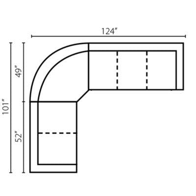 Layout F: Three Piece Sectional 101" x 124"
