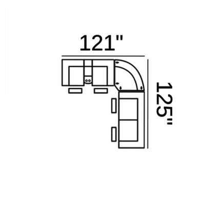 Layout A: Three Piece Sectional 121" x 125"