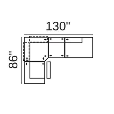 Layout F:  Four Piece Sectional 86" x 130"