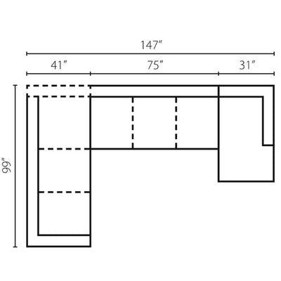 Layout C: Three Piece Sectional 99" x 147"