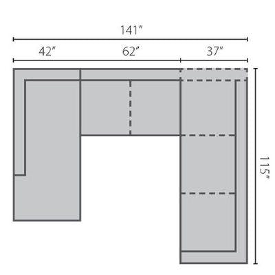 Layout A:  Three Piece Sectional 91" x 141" x 115"